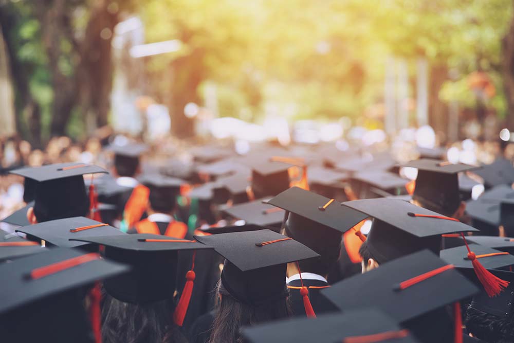 A sea of graduation caps